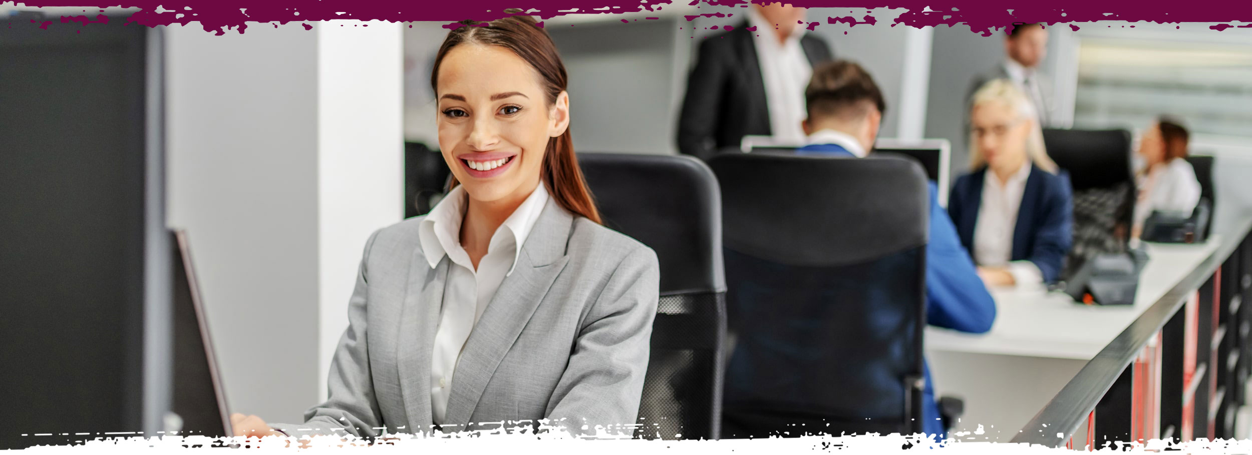 Woman smiling in an office setting